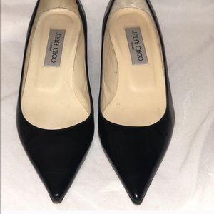 Jimmy Choo Black Patent Leather Kitten Heels